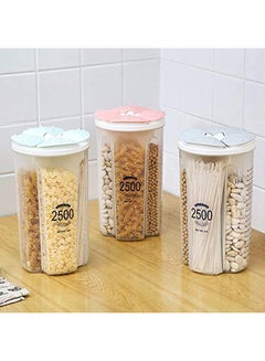 اشتري Sagrach Plastic 4 Compartment Cereal Food Storage Container Set With Lids, 1pc(Assorted Color) في مصر