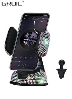 Buy Dashboard Phone Holder, Bling Phone Mount for Car, Car Phone Stand Mount with One More Air Vent Base, Phone Support Car Accessories, Universal Car Phone Holder Mount for Windshield and Air Vent in UAE