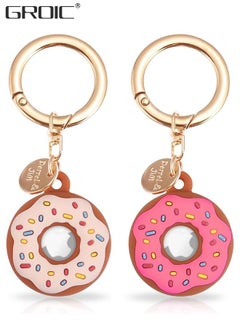 اشتري 2 Pack Apple Airtag Keychain Donut Case for AirTag Tracker, Silicone Protective Case Secure Holder with Key Ring, Anti-Drop Scratch Airtag Holder, Anti-Lost Keychain Accessories for Kids Pets في الامارات