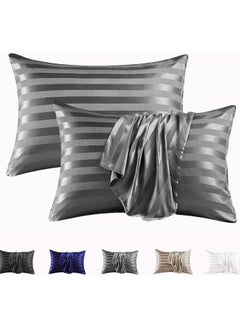 Buy Totti Satin Pillowcase Set Of 2, Silk Pillowcase (75 X 50, Striped) in Egypt