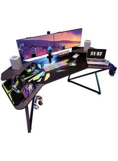 Buy NOAEOU Gaming Desk with Keyboard Tray, 72" Computer Desk with Monitor Stand, Large PC Workstation with Led Lights for Home Office, Game, Live, Stream, TikTok (71 Inch) in Saudi Arabia