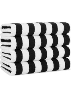 Buy Beach Towel Striped 180x70 cm-White-Black in Egypt