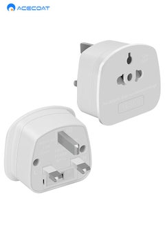 Buy 2PCS Global Universal Travel Adapter with 13A Fuse, US/EU/AU/Japan/Italy/Germany/France to UK Plug Adapter for Electric Toothbrush/Shaving Razor/Phone/Camera/Laptop, 3 Pin Socket Converter, White in Saudi Arabia