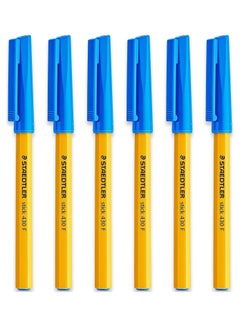 Buy Staedtler Fine 430F Stick Ballpoint Pens Writing Pen Smooth - Blue Ink - Pack Of 6 in Egypt