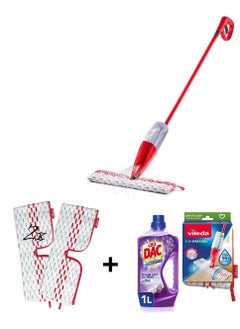 Buy Vileda Pro Mist Max Mop Set with 2 Extra Refills with DAC Disinfectant and Cleaner in Saudi Arabia