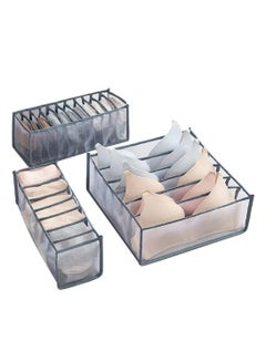 Buy Underwear Storage Organizer, 3Pcs Underwear Drawer Organiser Foldable Storage Box Compartment, Multi-Grid Cabinet Organizers Divider Box for Organizing Bras, Socks,Ties, Belts in Saudi Arabia