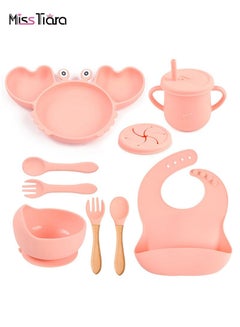 Buy Baby Tableware Set Baby Led Weaning Feeding Supplies for Toddlers, Baby Feeding Set Suction Silicone Baby Bowl Self Eating Utensils Set with Spoons, Bibs, Cup and Infant Suction Plate in UAE