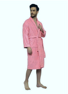 Buy Pink Colour Terry Pattern Unisex Dressing   Bathrobe Large Size Hotel And Spa in UAE