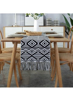 اشتري Bohemian Ethnic Scenery Table Runner Tablecloth Charm Braided Knotted Tassel Table Runner Tabletop Home Kitchen Dining Room Decor Bridal Wedding Holiday Party Decoration 35X230 Cm في السعودية