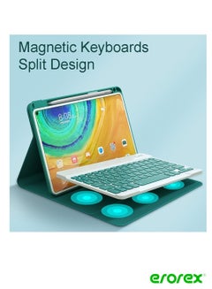 اشتري Arabic Keyboard Case with Mouse for MatePad 11 2021 Detachable Keyboard Built in Pencil Holder  Premium Slim Folio Stand Cover with Arabic Keyboard Stickers LIGHT Green في السعودية