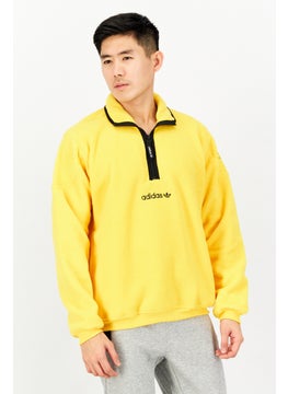 Buy Men Sportswear Fit Fleece Sweatshirt, Black/Yellow in UAE