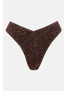 Buy Women Animal Print Metallic Bikini Bottom, Brown/Black in UAE