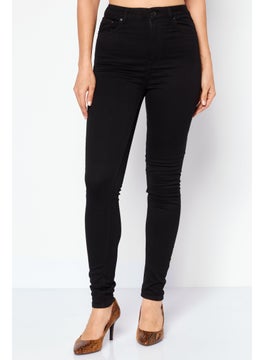 اشتري Women Skinny Fit Plain Denim Jeans, Black في الامارات