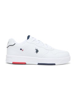 Buy Women's White Low-Top Sneakers with Red and Blue Accents, Elegant Design Comfortable Casual Shoes for Everyday Wear in UAE