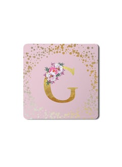 Buy Designer Leather Coasters Mat for Beverage Drinks- Custom Monogram Initial Letter Floral Pattern Alphabet - G (Pink) in UAE