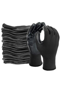 Buy 12-Pair Work Gloves with Rubber Coating: Anti-Slip, Oil-Resistant for Mechanics, Gardening - Breathable Design for Men & Women in UAE