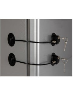 اشتري 2 Pack Refrigerator Door Locks with 4 Keys, File Drawer Lock, Freezer Door Lock and Child Safety Cabinet Locks Black في السعودية
