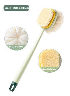 Buy 2-in-1 shower brush, massage bristles and mesh sponge long handle shower brush, clean skin and exfoliate, suitable for dry and wet in UAE