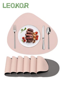 Buy 6 Piece Waterproof Washable Table Mat Heat Resistant Non Slip Placemat Leather Placemat in Saudi Arabia