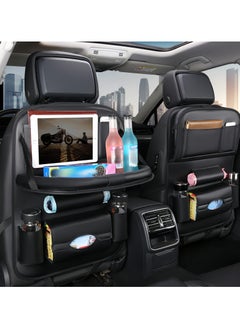 Buy Car Backseat Organizer, Multi-Pocket Storage Bag PU Leather,Backseat Car Organizer with Foldable Table Tray Car Seat Back Protectors Kick Mats Travel Accessories in UAE