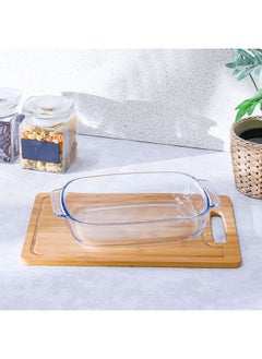 اشتري Fissman Glass Bakeware With Handle 3800Ml Glass Roaster Clear Baking Dish Oven Proof Cooking Dish For Cooking Kitchen Dining L38Xw25.4Xh6.5Cm - White في الامارات