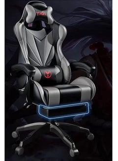 Buy Gaming Chair Office Chair High Back Computer Chair with Footrest and Lumbar Support(Grey) in UAE