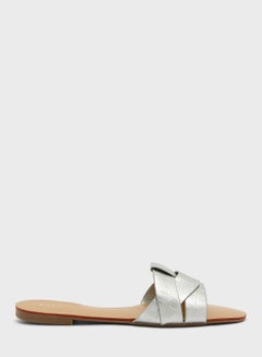 Buy Croc Effect Woven Design Flat Sandal in UAE