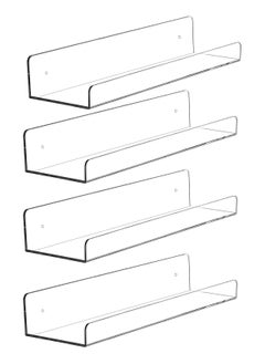 اشتري رف حائط عائم غير مرئي من الاكريليك مقاس 15 انش، رف كتب يثبت على الحائط لغرف الاطفال والحضانة، رف توابل غير مرئي، رف تخزين شفاف بسمك 5 ملم، منظم عرض، طول 15 انش، مجموعة من 4 قطع في الامارات