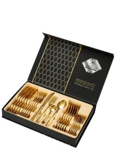 Buy 24-Piece Stainless Steel Cutlery Set Gold 23.2cm in Saudi Arabia