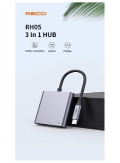 Buy Recci RH05 Type-C to Type-C Adapter Cable + HDMI Cable Port + USB 3.0 Cable Port 1 in Egypt