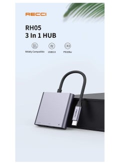 اشتري كابل محول بمنفذ من النوع سي الى النوع سي من ريتشي موديل RH05 + منفذ كابل HDMI + منفذ كابل USB 3.0 1 في مصر