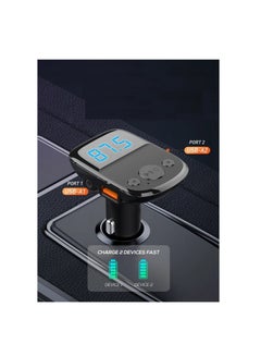 Buy 25W Bluetooth 5.0 Player Car Charger C706Q Black 2 Ports Usb Car Charger QC3.0 LED Display Bluetooth 5.0 FM Transmitter With iphone Cable in Egypt