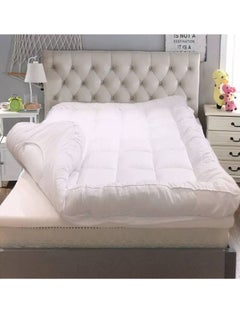 Buy Felt top layer, two-sided microfiber mattress, height 14 cm, round mattress, size 180 x 200 cm/white in Saudi Arabia