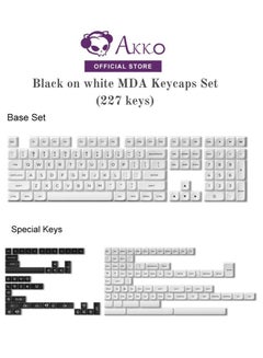 اشتري مجموعة أغطية مفاتيح Akko مع غطاء مفاتيح MDA مزدوج اللقطة باللون الأسود على الأبيض، تأتي مع 227 مفتاحًا مع هيكل MX القياسي، متوافقة مع لوحات المفاتيح الميكانيكية ذات الأحجام الكبيرة في الامارات