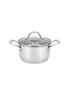 Buy Induction Base Casserole with Glass Lid Silver and Clear 24 cm CW-CR002 in Saudi Arabia