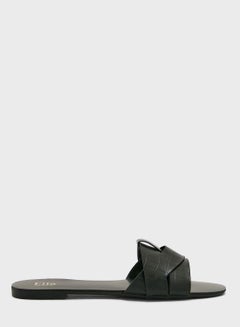 Buy Croc Effect Woven Design Flat Sandal in UAE