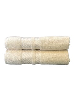 Buy Premium 2-Piece Bath Towel Set - 500 GSM 100% Cotton Terry - Quick Dry and Super Absorbent - Luxurious Bathroom Towel Set - Large 70x140 cm - Elegant Cream Color in Saudi Arabia
