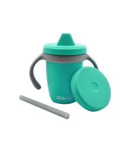 Buy 4 In 1 Silicone Toddler Sippy Cup With Lid And Straw, Aqua in UAE