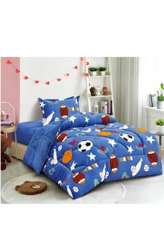 Buy Comforter Set Soft Velvet Winter Bedspread lined With fur With Children's Drawings, 3 pieces, Single size in Saudi Arabia