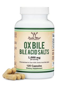 Buy Ox bile Supplement for No Gallbladder (1,000mg Per Serving, 500mg per Capsule, 120 Capsules) Standardized to 45% Cholic Acid Bile Salts to Help Address Bile Salt Deficiencies in UAE