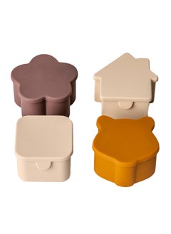 Buy Set Of 4 Silicone Lunchbox Organizers - Beige/Plum/Caramel in UAE