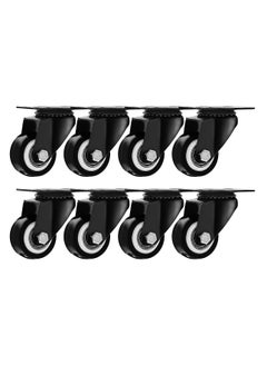 Buy 8 Pcs Rubber Rotating Caster Wheels, 1.5 Inch Heavy Duty Rigid Swivel Caster with Top Plate, Mini Silent Ball Bearing Small Caster for Cart, Furniture, Cabinet, Workbench in UAE