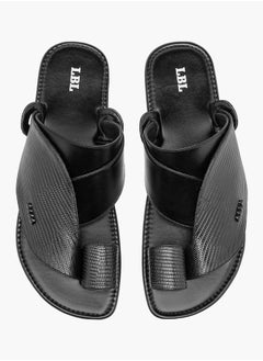 Buy Men Textured Slip-On Arabic Sandals with Toe Loop in Saudi Arabia