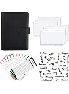 Buy CMGTYYD A6 Pu Leather Budget Binder,Cash Envelopes for Budgeting, 8 pcs Budget Binder With Magnetic Zipper Envelopes, 12 pcs Budget Sheets, 2 pcs Budget Binder Stickers(Black) in Saudi Arabia