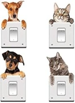 اشتري 4Pcs/Sheet Removable 3D Dog Cat Wall Sticker Switch Decal Mural Art Decor في مصر