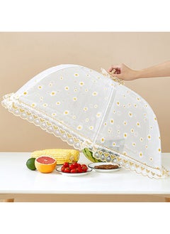 Buy Pop Up Picnic Net Food Cover Tent Mesh Food Cover Tent Large Size Reusable White Food Umbrella Avoid fly and insects flying into your food- White in UAE