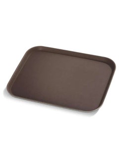 Buy Non Slip Plastic Slip Tray Rectangular Brown 30x40 cm in UAE