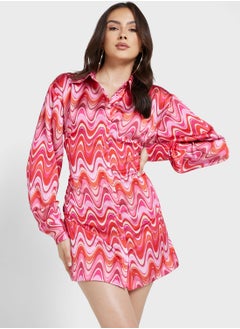 Buy Printed Button Detail Dress in UAE