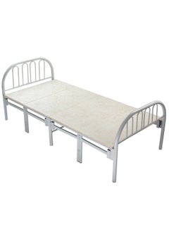 Buy Iron Folding Bed Beige Size 90x190 cm in Saudi Arabia