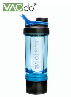 Buy Sports Water Cup With Stirring Ball Milkshake Protein Powder Stirring Cup Thickened Cup Wall Shaker Cup With Handle Water Cup Blue 600ml in UAE